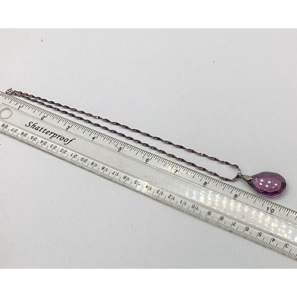 Sterling Silver Amethyst Necklace-Rose Gold-Vintage - Picture 5 of 5